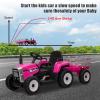 SEHOMY Pink Kids Ride on Tractor with Trailer and Dual 25W Motors, 12V Battery Powered Electric Kids Vehicle Car with Remote Control, 3-Gear-Shift, Music, LED Lights,USB, Four Wheelers for Girls view 3