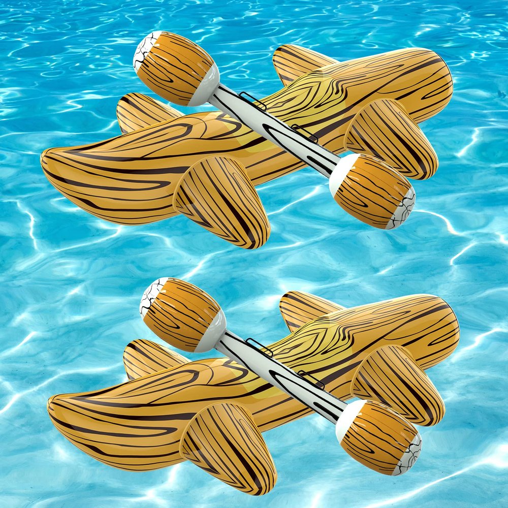 [2025 New Version Patented] 4Pcs Pool Floats Inflatable Raft Pool Toys for Kids Ages 6-8-12, Battle Log Rafts Water Toys Kids, Swimming Pool Game Pool Party Outdoor for Family (Style-001)