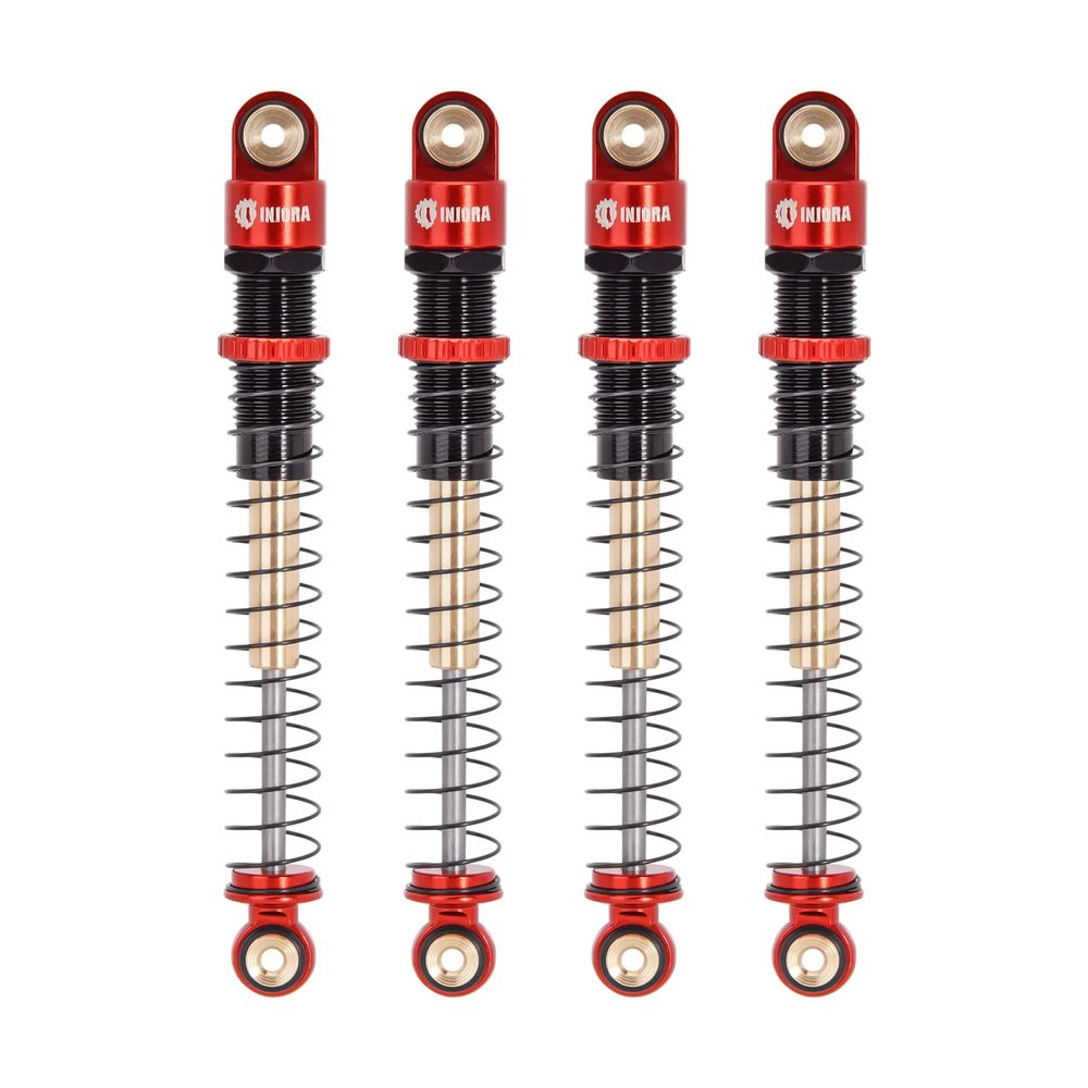 INJORA 51mm Shocks-Long Travel Threaded Double Barrel Damper for Axial AX24 SCX24 Upgrade 1/24 RC CrawlerRed