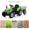 SEHOMY Kids Ride on Tractor with Trailer and 25W Dual Motors, 12V Battery Powered Electric Kids Car Vehicle Toys with Remote, 3-Gear-Shift, Music, LED Lights,USB, Power Wheels for Boys Green view 2