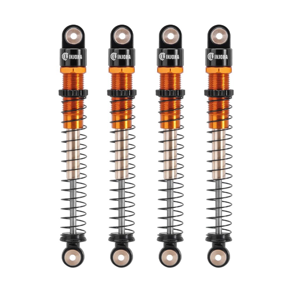 INJORA 51mm Shocks-Long Travel Threaded Double Barrel Damper for Axial AX24 SCX24 Upgrade 1/24 RC CrawlerGold