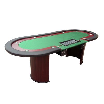 INO Desgin Poker Table for 10 Players 96 inches Luna Ultra with Speed Cloth Racetrack Chip Tray Double DropBox Wooden Legs, Green