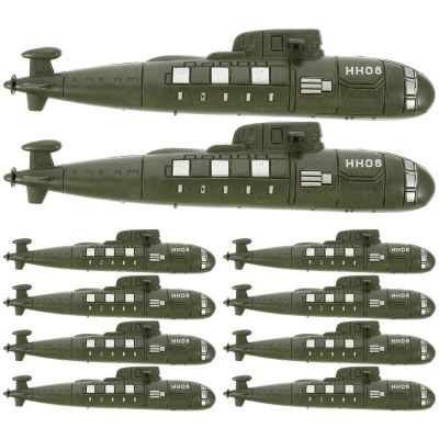 10pcs Simulated Submarine Toys Desktop Decor Desktop Toys Submarines Adornment Submarines Model Decoration Kids Submarines Toys Equipment Sand Table Decorate Green Pp