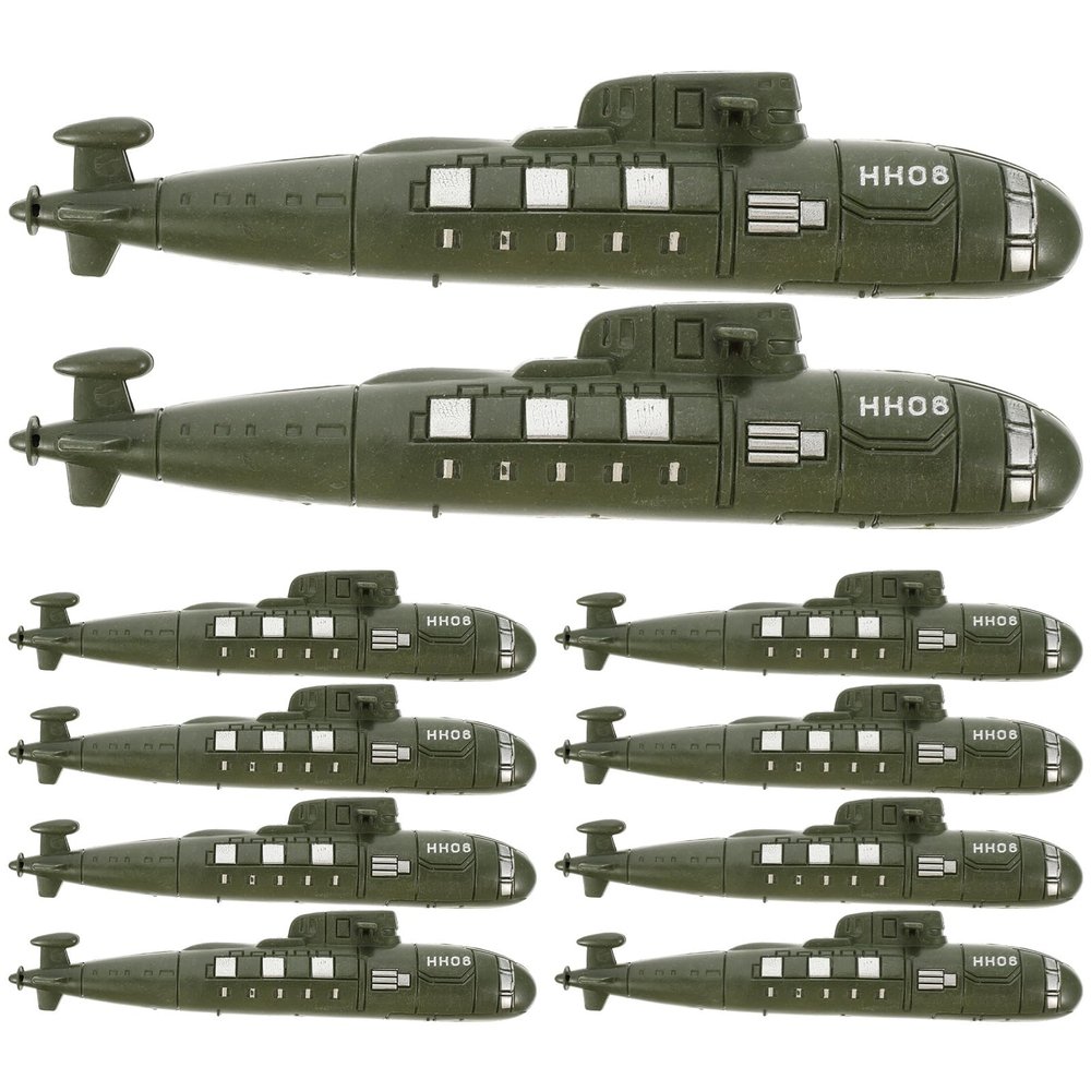 10pcs Simulated Submarine Toys Desktop Decor Desktop Toys Submarines Adornment Submarines Model Decoration Kids Submarines Toys Equipment Sand Table Decorate Green Pp