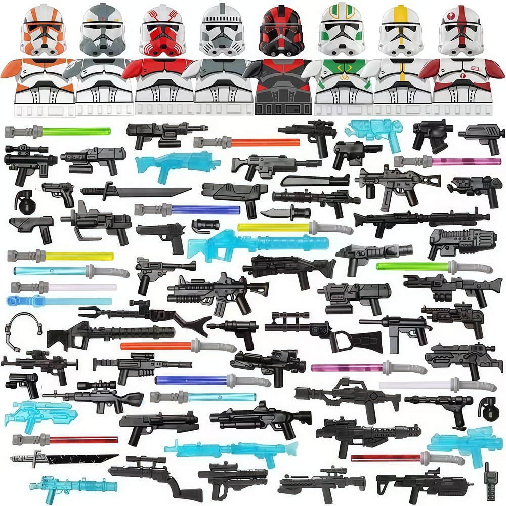 Military Minifigures Weapon Armor Kit for Star War Army Weapons and Accessories Set Compatile with Major Block Brands - 81pcs