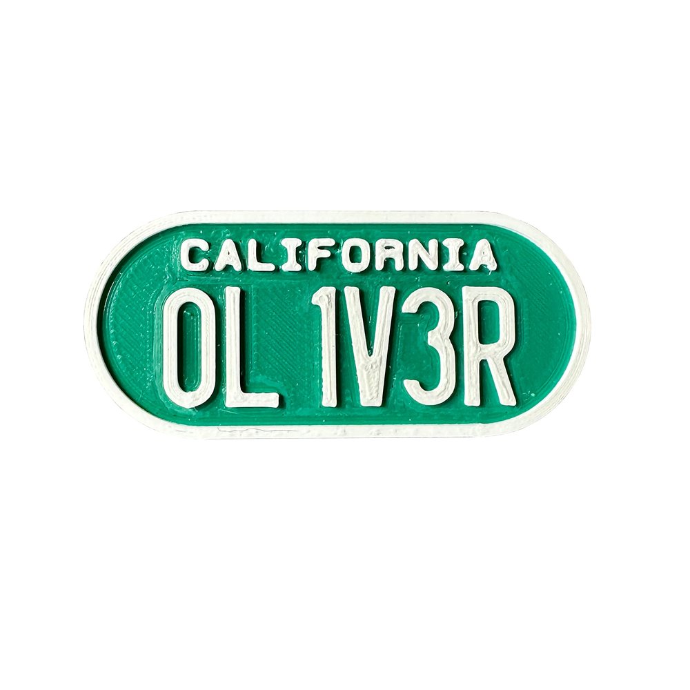 3D Printed personalised Front State Licence Plate for COZY COUPE CAR