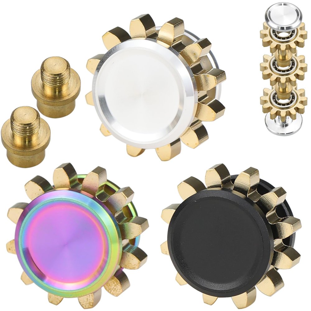 FREELOVE Gear Fidget Spinner for Adults, Mini Tiny Small Finger Toys, Metal Copper Cog Ball, Quiet Silent Figette EDC, Kinetic Hands Gyro for Stress Anxiety Men