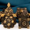 ARUOHHA DND Metal Dice Set Crystal Shards Dice with Gift Box, 7PCS Antique Gold Polyhedral Dice RPG Role Playing Game Handmade 6 Sided D and D Dice Set D20 D12 D10 D8 D6 D4 view 2