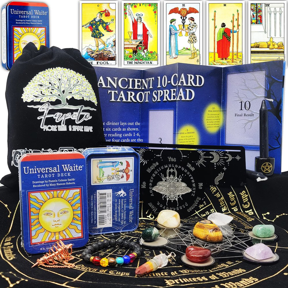 Fapeto more than a simple name Bundles of Tarot Cards Decks for Fortune Telling & Chakras (Universal Waite Tarot Deck in a Tin)