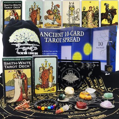 Fapeto more than a simple name Bundles of Tarot Cards Decks for Fortune Telling & Chakras (Smith-Waite Tarot Deck Borderless)