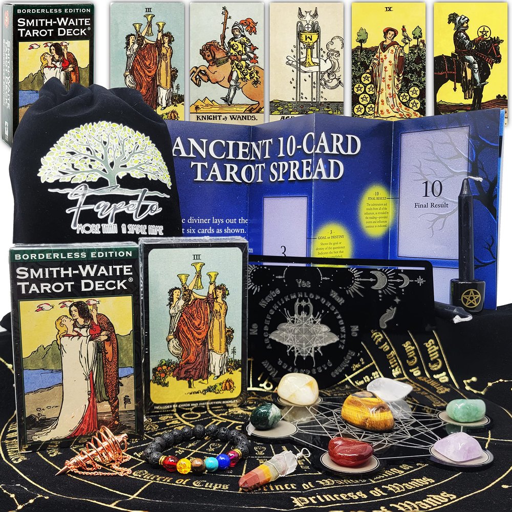 Fapeto more than a simple name Bundles of Tarot Cards Decks for Fortune Telling & Chakras (Smith-Waite Tarot Deck Borderless)