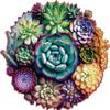 Mys Aurora Unique Wooden Jigsaw Puzzles - Mandala Succulent Plants, 500 Pcs King Size 16.9'' x 16.3'', Luxurious Shaped Wood Puzzle, Beautiful Package, Best Gift for Adults and Kids, Family Game view 1