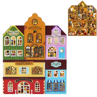 TOPBSFARNY 6PCS DIY Dollhouse Kit Creative Assembly Miniature Scenery Doll House Mini World Series Miniature Collection 3D Wooden Puzzle for Chirstmas Toy (QH-6PCS)