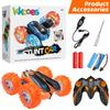 Remote Control Car, 2.4GHz Electric Race Stunt Car, Double Sided 360 Rolling Rotating Rotation, LED Headlights RC 4WD High Speed Off Road Gift for 3 4 5 6 7 8-12 Year Old Boy Toys (Orange) view 4