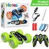 KKONES Remote Control Car, 2.4GHz Electric Race Stunt Car, Double Sided 360 Rolling Rotating Rotation, LED Headlights RC 4WD High Speed Off Road Gift for 3 4 5 6 7 8-12 Year Old Boy Toys (Green) view 4