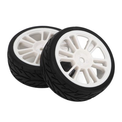 VBESTLIFE RC Racing Tire, Plastic Wheel Hub and Rubber Tire Suitable for Racing 1/16 16426 S16 EX16 - Black and White (2PCS)