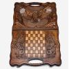 2 in 1 Handmade Armenian Backgammon 23.6 inch Checkers Nardi Owl High Detail Wooden Board Game Hand Crafted Nardy + Gift view 4