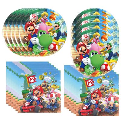 40pcs Mario Party Supplies include 20 plates, 20 napkins for the Mario birthday party decoration