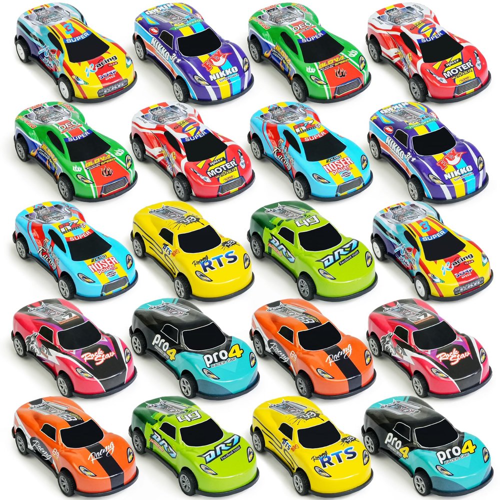 20 Pack 3.4 Inch Metal Pull Back Toy Cars, Toys for Boys Girls Toddlers 3,4,5,6.7 Years Old, Party Favors Cars, Race Cars Vehicles,Goodie Bag Stuffers, Pinata Fillers, Teacher Reward Prizes (20 Pack)