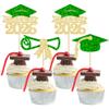 Gyufise 24Pcs 2026 Graduation Theme Cupcake Toppers Glitter Diploma Graduation Cap Class of 2026 Cupcake Picks for 2026 Graduation Theme Party Cake Decorations Supplies Gold Green view 1