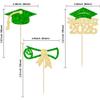 Gyufise 24Pcs 2026 Graduation Theme Cupcake Toppers Glitter Diploma Graduation Cap Class of 2026 Cupcake Picks for 2026 Graduation Theme Party Cake Decorations Supplies Gold Green view 2
