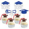 Gyufise 24Pcs Class of 2026 Graduation Cupcake Toppers Glitter Diploma 2026 Grad Cap Cupcake Picks for 2026 Theme Party Cake Decorations Supplies Silver Blue view 1