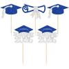 Gyufise 24Pcs Class of 2026 Graduation Cupcake Toppers Glitter Diploma 2026 Grad Cap Cupcake Picks for 2026 Theme Party Cake Decorations Supplies Silver Blue view 3