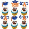 Gyufise 24Pcs Class of 2026 Graduation Cupcake Toppers Glitter Diploma 2026 Graduation Cap Cupcake Picks for 2026 Theme Party Cake Decorations Supplies Orange Blue view 1