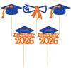 Gyufise 24Pcs Class of 2026 Graduation Cupcake Toppers Glitter Diploma 2026 Graduation Cap Cupcake Picks for 2026 Theme Party Cake Decorations Supplies Orange Blue view 3