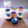 Gyufise 24Pcs Class of 2026 Graduation Cupcake Toppers Glitter Diploma 2026 Graduation Cap Cupcake Picks for 2026 Theme Party Cake Decorations Supplies Orange Blue view 4