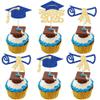 Gyufise 24Pcs 2026 Graduation Cupcake Toppers Glitter Class of 2026 Cupcake Picks Diploma Graduation Cap Cake Decorations for Theme Party Supplies Gold Blue view 1