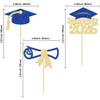 Gyufise 24Pcs 2026 Graduation Cupcake Toppers Glitter Class of 2026 Cupcake Picks Diploma Graduation Cap Cake Decorations for Theme Party Supplies Gold Blue view 2