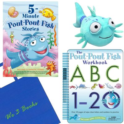 Pout-Pout Fish Book Set Includes 12 Stories in One Volume by Deborah Diesen, Dan Hanna, Wipe Clean Workbook ABC 1-20, Officially Licensed Stuffed Animal Plush and Gift Bag (Friendship and Learning)