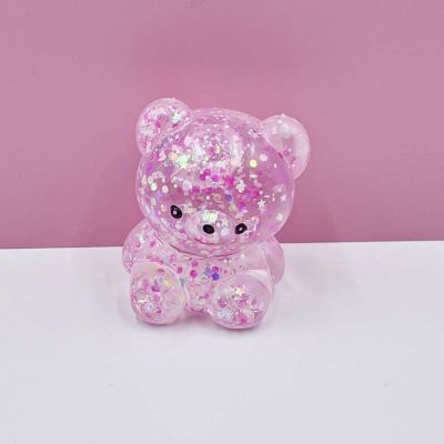 BOEBIZ Cute Little Bear Gold Powder Sequins Malt Candy Pinch Fun Slow Rebound Decompression Toy Pink