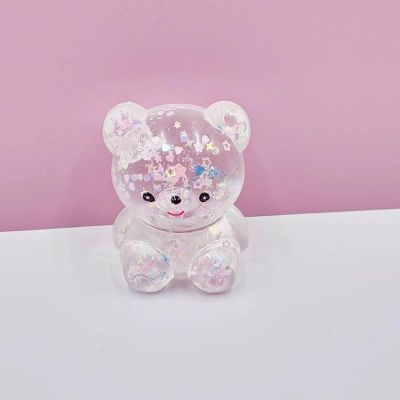 BOEBIZ Cute Little Bear Gold Powder Sequins Malt Candy Pinch Fun Slow Rebound Decompression Toy Pink Corners