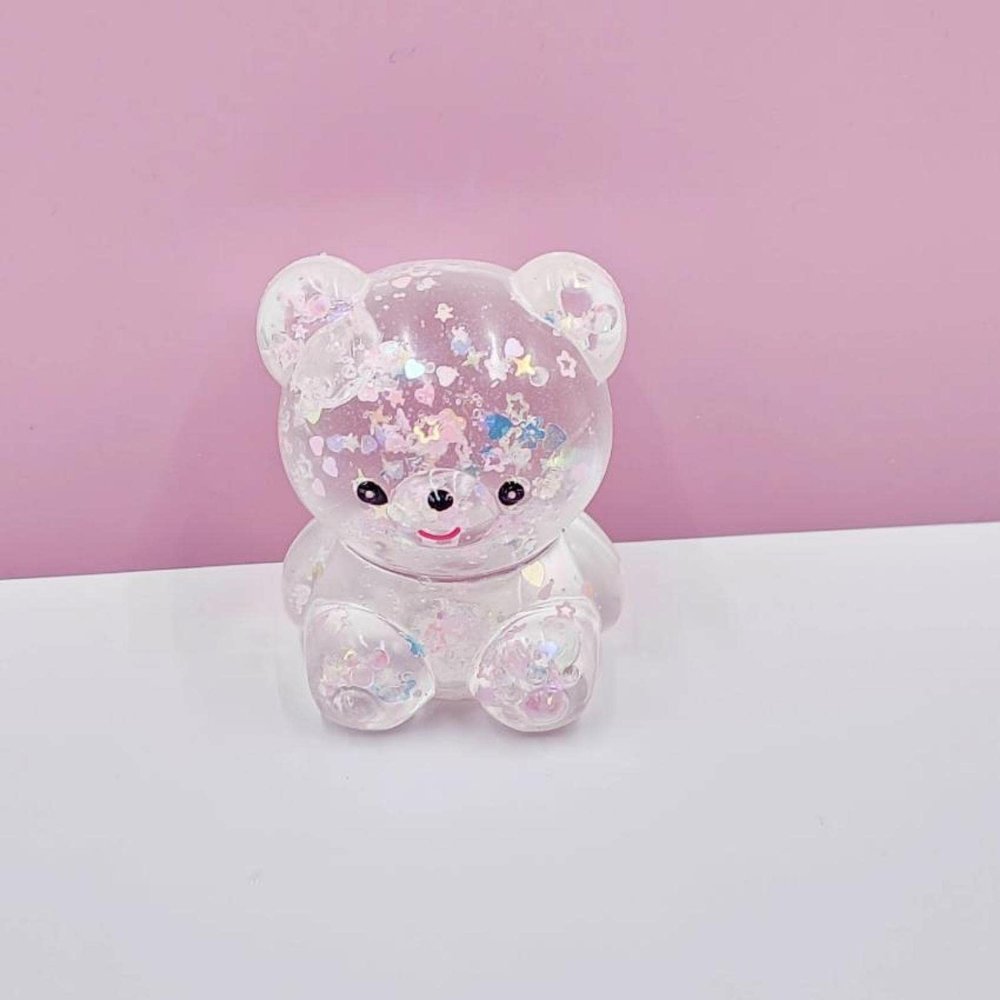 BOEBIZ Cute Little Bear Gold Powder Sequins Malt Candy Pinch Fun Slow Rebound Decompression Toy Pink Corners