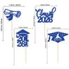 24Pcs 2026 Graduation Cupcake Toppers Glitter Congrats Grad Cap Cupcake Food Picks 2026 Graduation Cake Decorations for Class of 2026 Grad Party Supplies Blue view 2