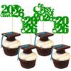 30 Pack Class of 2026 Cupcake Toppers Glitter Graduation Cap Cupcake Picks for 2026 High School Graduation Theme Party Cake Decorations Supplies Green view 1