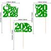 30 Pack Class of 2026 Cupcake Toppers Glitter Graduation Cap Cupcake Picks for 2026 High School Graduation Theme Party Cake Decorations Supplies Green view 2