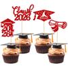 24Pcs 2026 Graduation Cupcake Toppers Red Glitter Class of 2026 Graduation Cap Diploma Cupcake Picks for Congrats Grad 2026 Grad Theme Party Cake Decorations Red view 1
