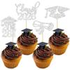 24Pcs Glitter Class of 2026 Graduation Cupcake Toppers 2026 Graduation Cap Diploma Congrats Grad Cupcake Picks Decorations for 2026 Grad Theme Party Cake Decorations Silver view 1