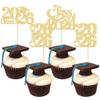 30 Pack Class of 2025 Cupcake Toppers Glitter Graduation Cap Cupcake Picks for 2025 High School Graduation Theme Party Cake Decorations Supplies Gold view 1