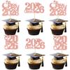 30 Pack 2026 Graduation Cap Cupcake Toppers Class of 2026 Cupcake Picks University Graduation Cake Decorations for 2026 Graduation Theme Party Supplies Rose Gold view 1