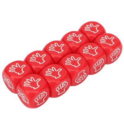 Dice Set, 10PCS 0.79 X 0.79 X 0.79in 6 Sided Educational Finger Guessing Dice Set Bright Color for Party (Red)