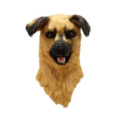 Yesness Realistic Furry Animal Mask,Plush Dog Mask with Moving Jaw,Mouth Moveable Dog Mask for Halloween Party Costume (Shepherd Dog)