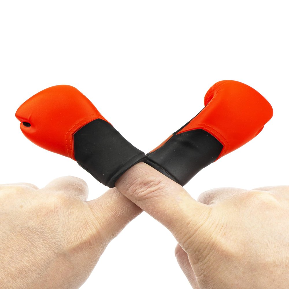 AQKILO Boxing Gloves Mini Finger Puppets, Knock Out Your Stress! Weird Stuff Random White Elephant Gifts, Red - 4Pcs