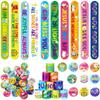 Frienda 60 Pcs Religious Gifts Christian Slap Bracelets with Badges Christian Gifts for Kids Jesus Love You Wristbands Bracelets for Vbs Sunday School Supplies Birthday Party Favors(God) view 1