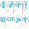 Rsstarxi 24 Pack God Bless and Cross Cupcake Toppers Dove Boy Baptism Cupcake Picks First Communion Cake Decorations for Religious God Bless Baptism Theme Baby Shower Kids Birthday Party Supplies Blue view 2