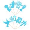 Rsstarxi 24 Pack God Bless and Cross Cupcake Toppers Dove Boy Baptism Cupcake Picks First Communion Cake Decorations for Religious God Bless Baptism Theme Baby Shower Kids Birthday Party Supplies Blue view 3
