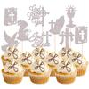 Rsstarxi 24 Pack God Bless and Cross Cupcake Toppers Dove Religious Cross God Bless Cupcake Picks First Communion Cake Decorations for Church Girl Baptism Baby Shower Birthday Party Supplies Silver view 1